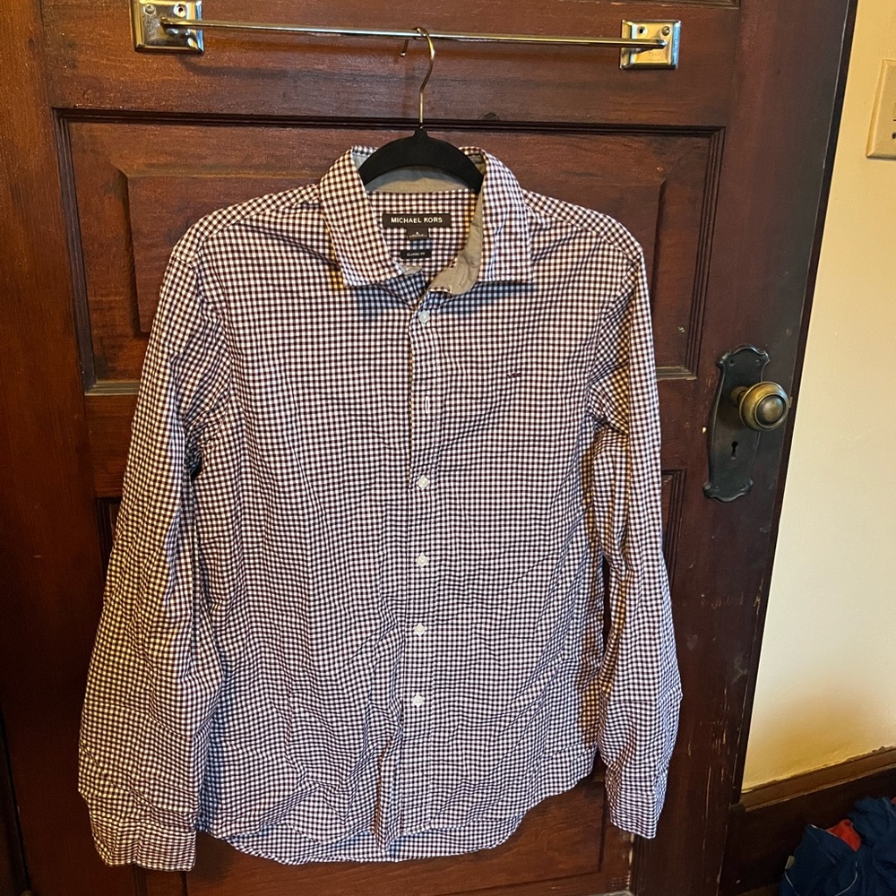 Michael Kors Men's Gingham Shirt - red and white